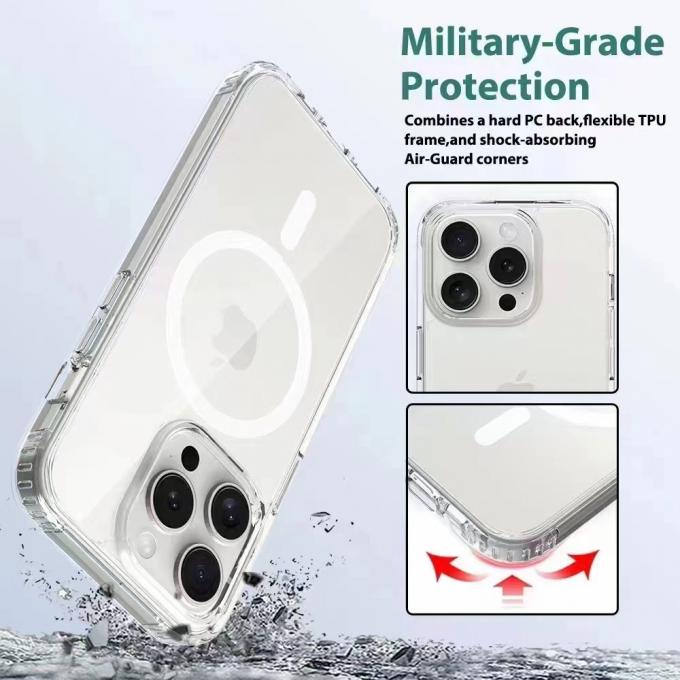 Transparent magnetic iPhone case showing 맥세이프 compatibility
